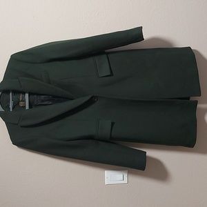 Zara Manteco Wool blend dark green coat size XS